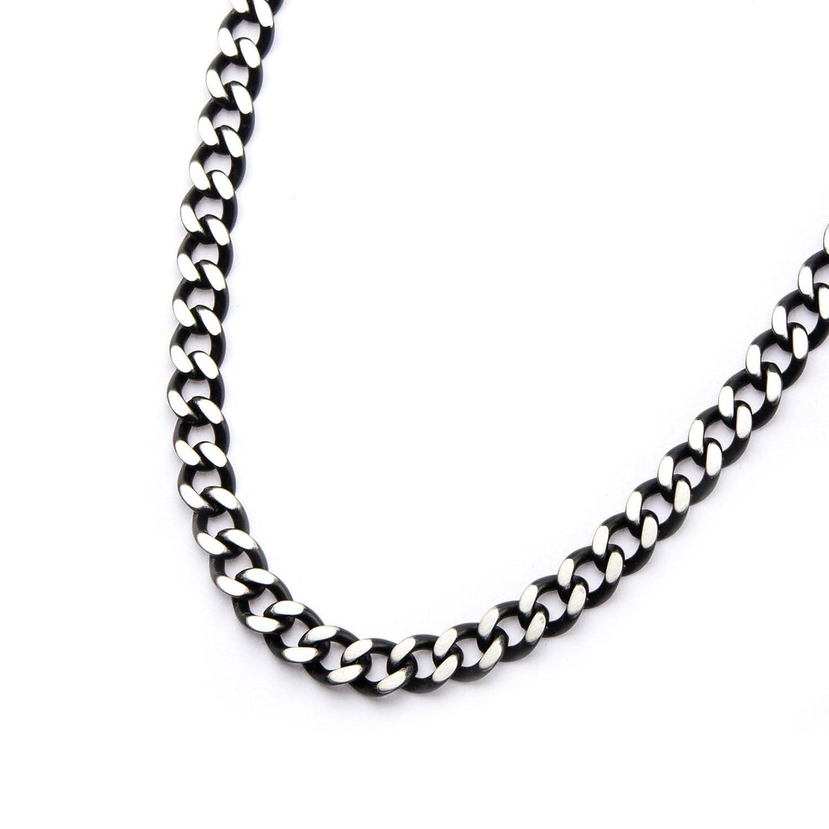 INOX JEWELRY Chains Black and Silver Tone Stainless Steel Denim Fade Collection Diamond Cut Chain NSTC7620P-22