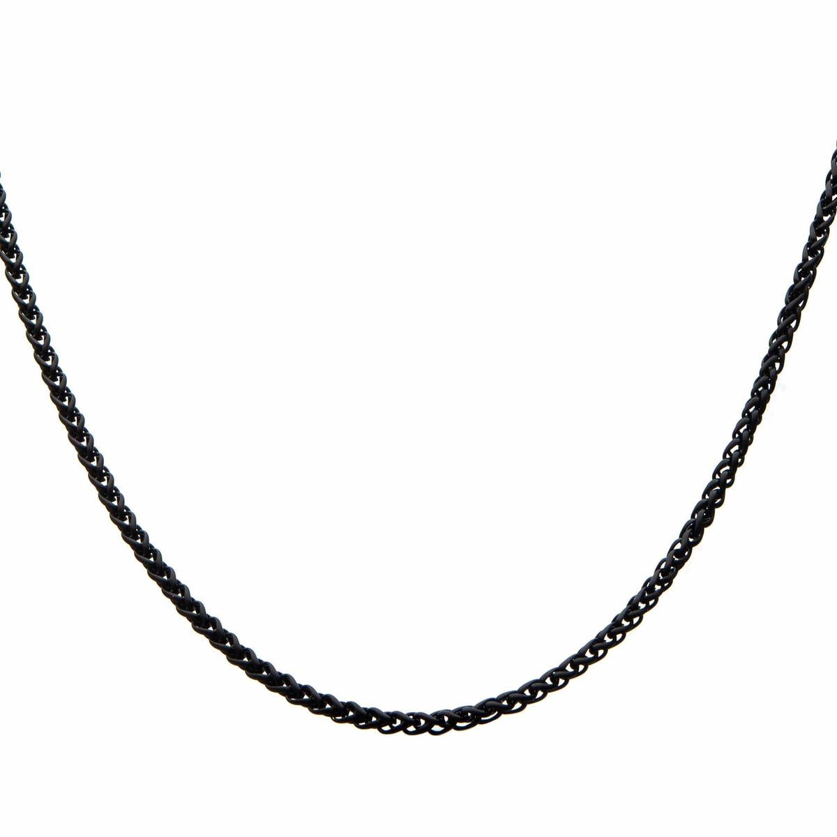INOX JEWELRY Chains Black Stainless Steel 2.7mm Round Wheat Chain NSTC742M-24