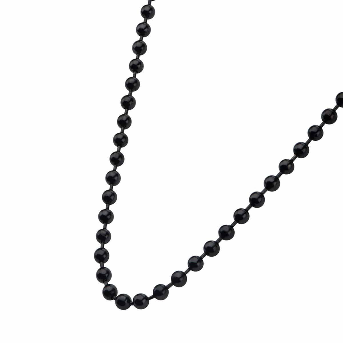 INOX JEWELRY Chains Black Stainless Steel 3mm Ball Chain with Lobster Claw-Closure