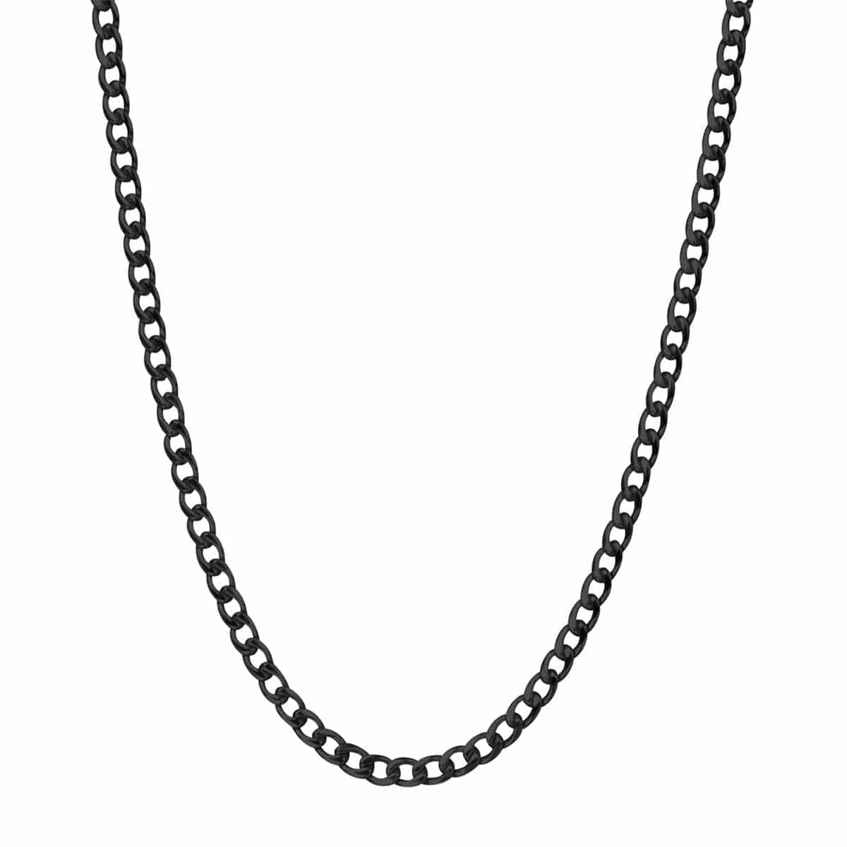 INOX JEWELRY Chains Black Stainless Steel 4.8mm Round Curb Chain