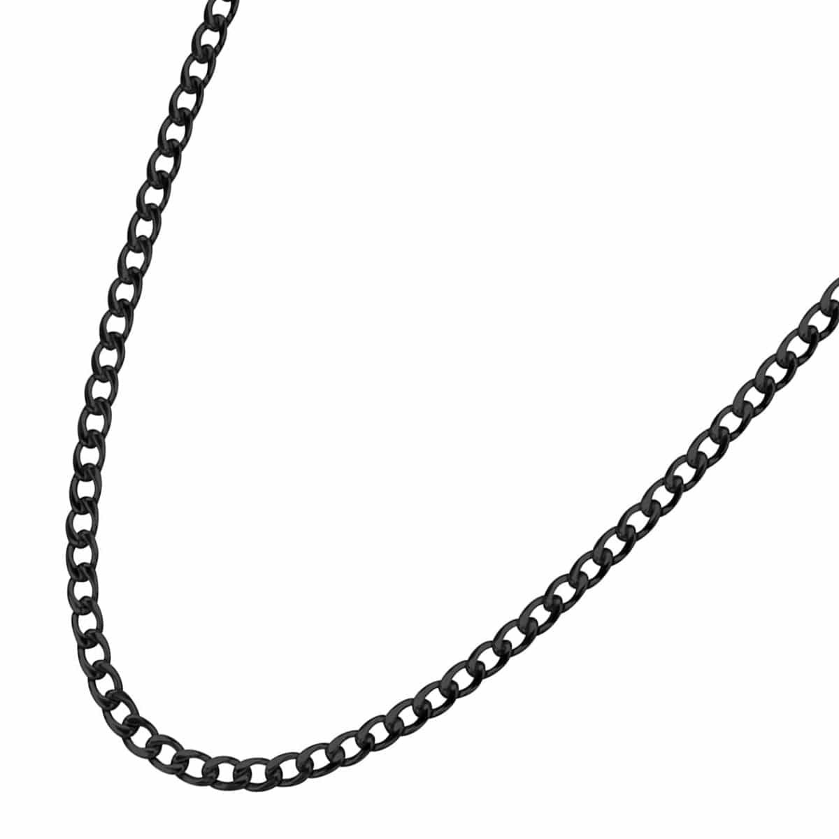 INOX JEWELRY Chains Black Stainless Steel 4.8mm Round Curb Chain