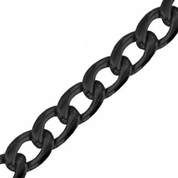 INOX JEWELRY Chains Black Stainless Steel 4.8mm Round Curb Chain