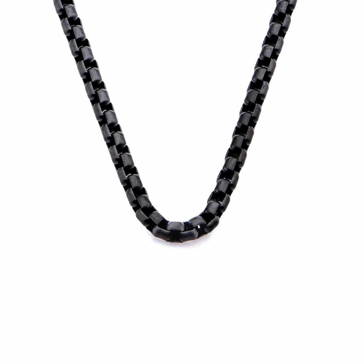 INOX JEWELRY Chains Black Stainless Steel 4mm Bold Round Rolo Box Link Chain