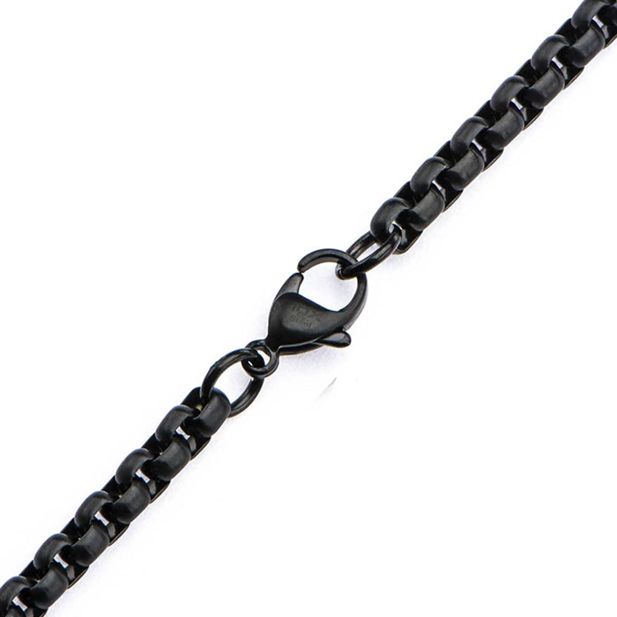 INOX JEWELRY Chains Black Stainless Steel 4mm Bold Round Rolo Box Link Chain