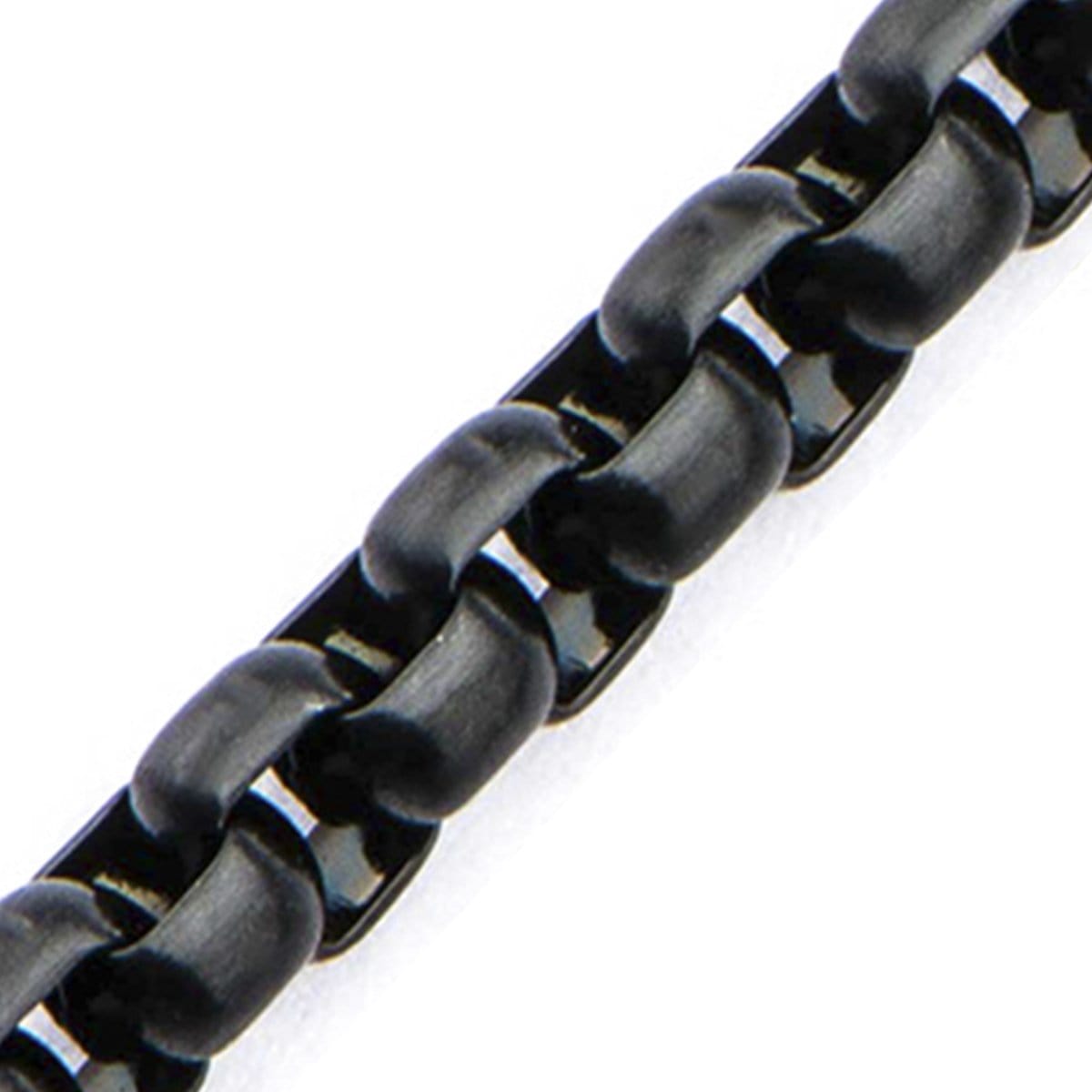 INOX JEWELRY Chains Black Stainless Steel 4mm Bold Round Rolo Box Link Chain