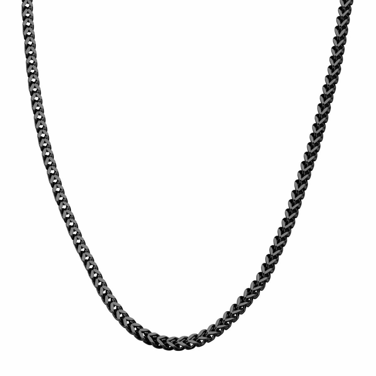 INOX JEWELRY Chains Black Stainless Steel 4mm Franco Link Chain