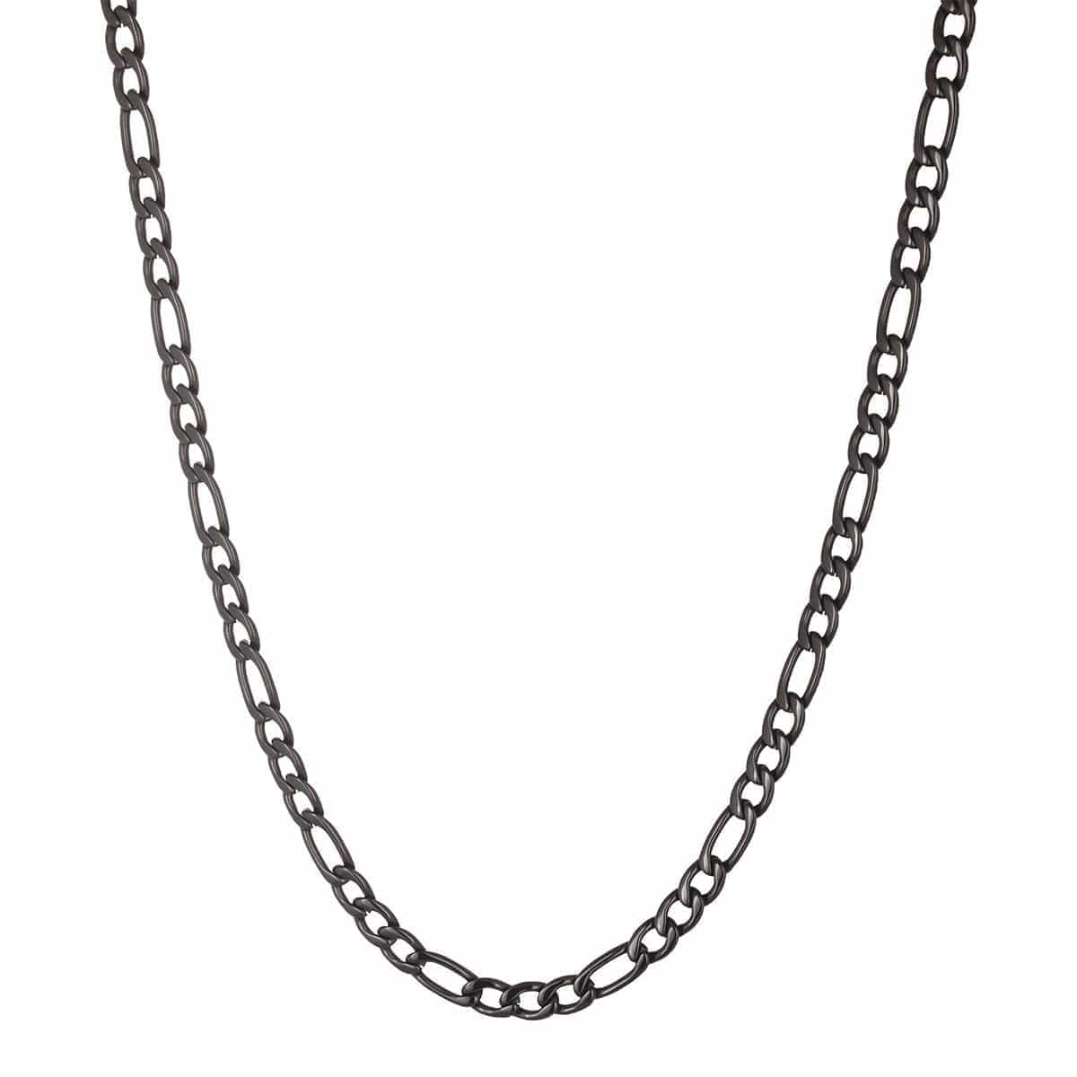 INOX JEWELRY Chains Black Stainless Steel 6mm Figaro Classic Chain