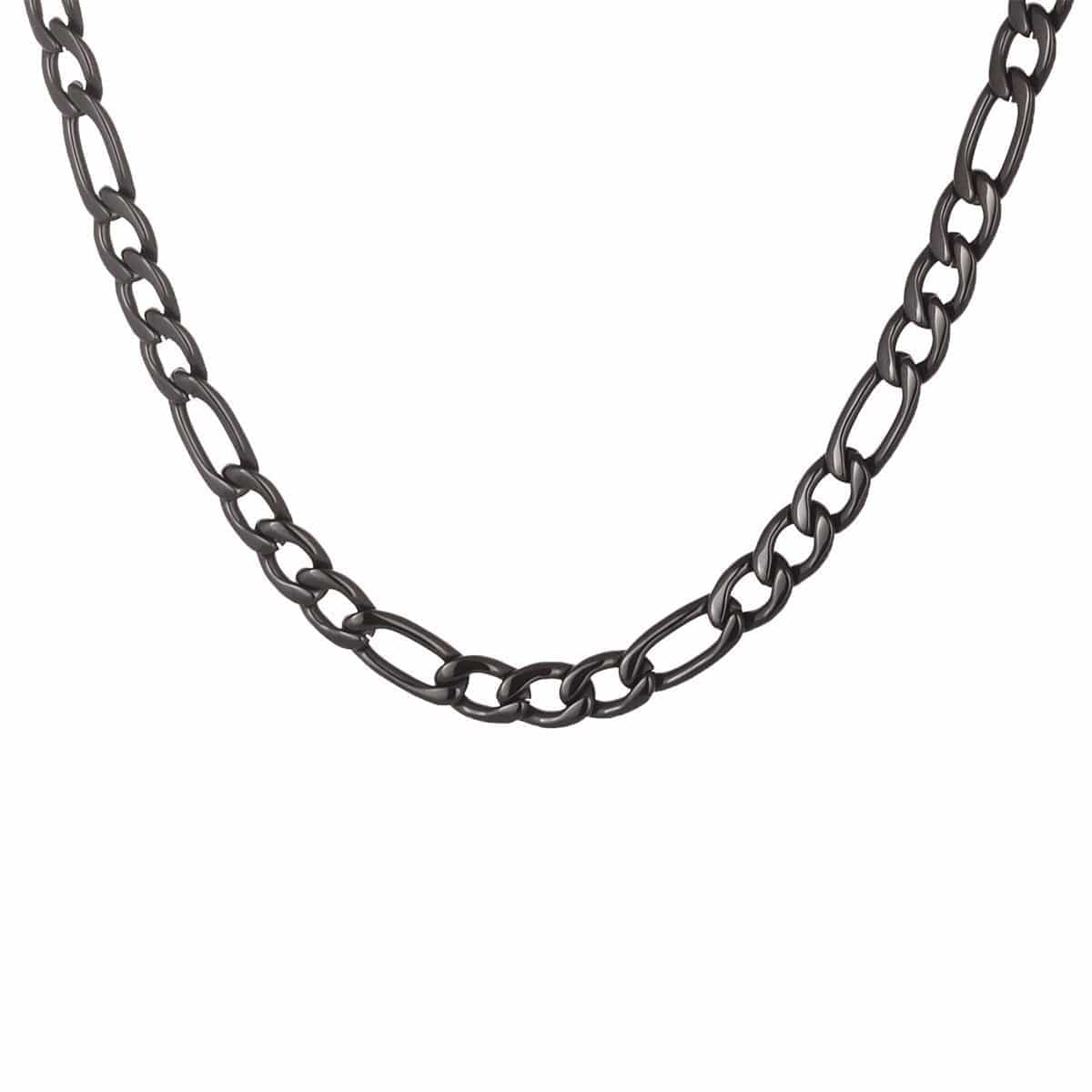 INOX JEWELRY Chains Black Stainless Steel 6mm Figaro Classic Chain