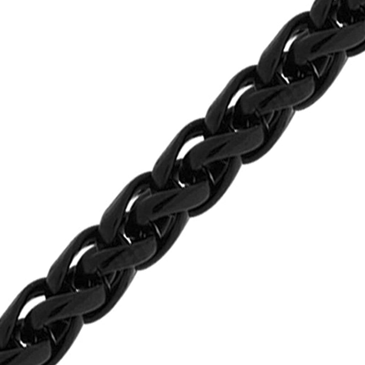 INOX JEWELRY Chains Black Stainless Steel Polished 3.5 mm Round Wheat Chain
