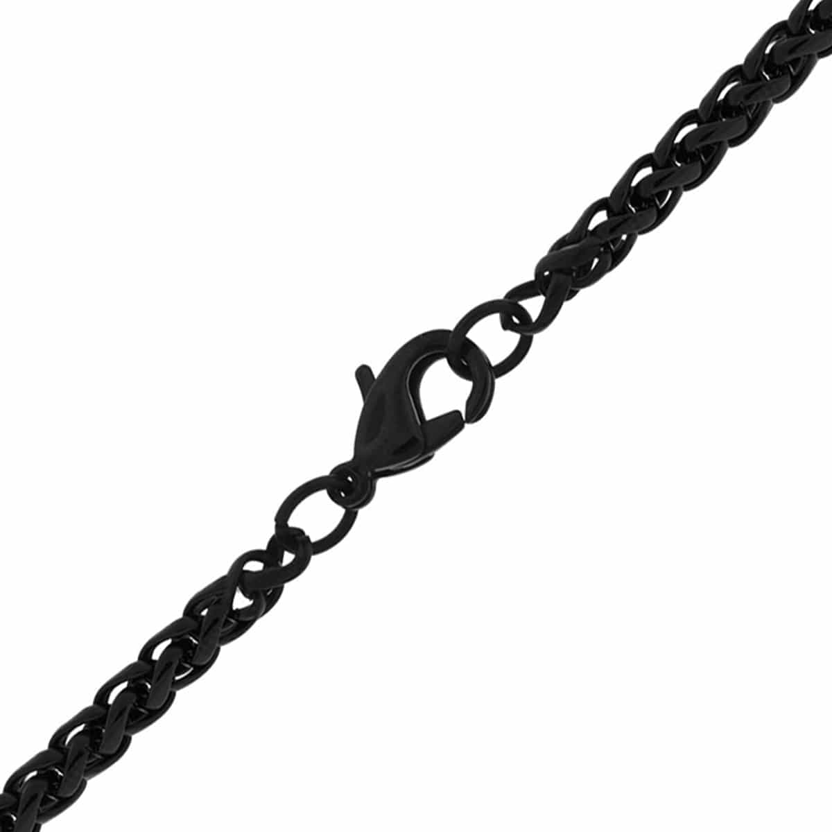 INOX JEWELRY Chains Black Stainless Steel Polished 3.5 mm Round Wheat Chain