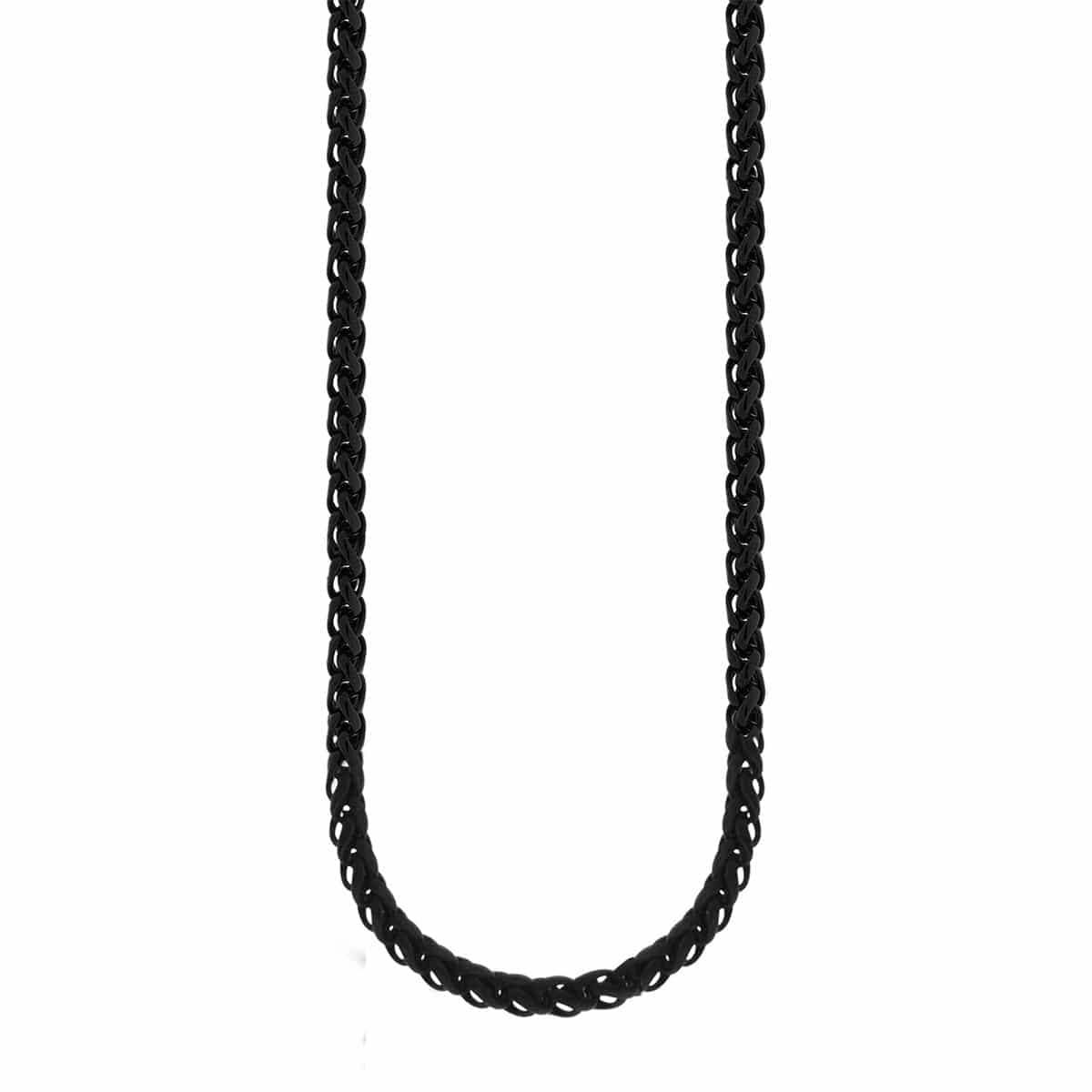 INOX JEWELRY Chains Black Stainless Steel Polished 3.5 mm Round Wheat Chain