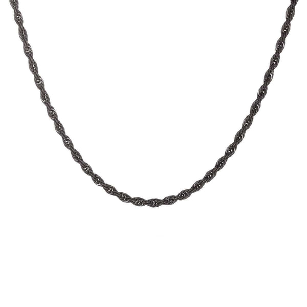 Black Stainless Steel Polished 3mm Rope Chain