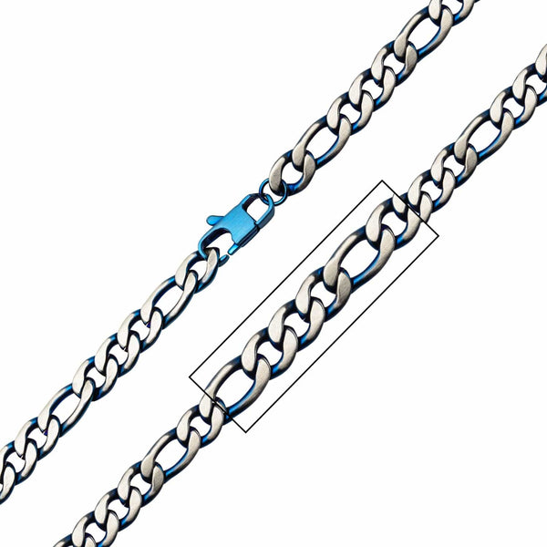 Buy Blue Stainless Steel Solemn Jewelry Collection 3mm Figaro Link