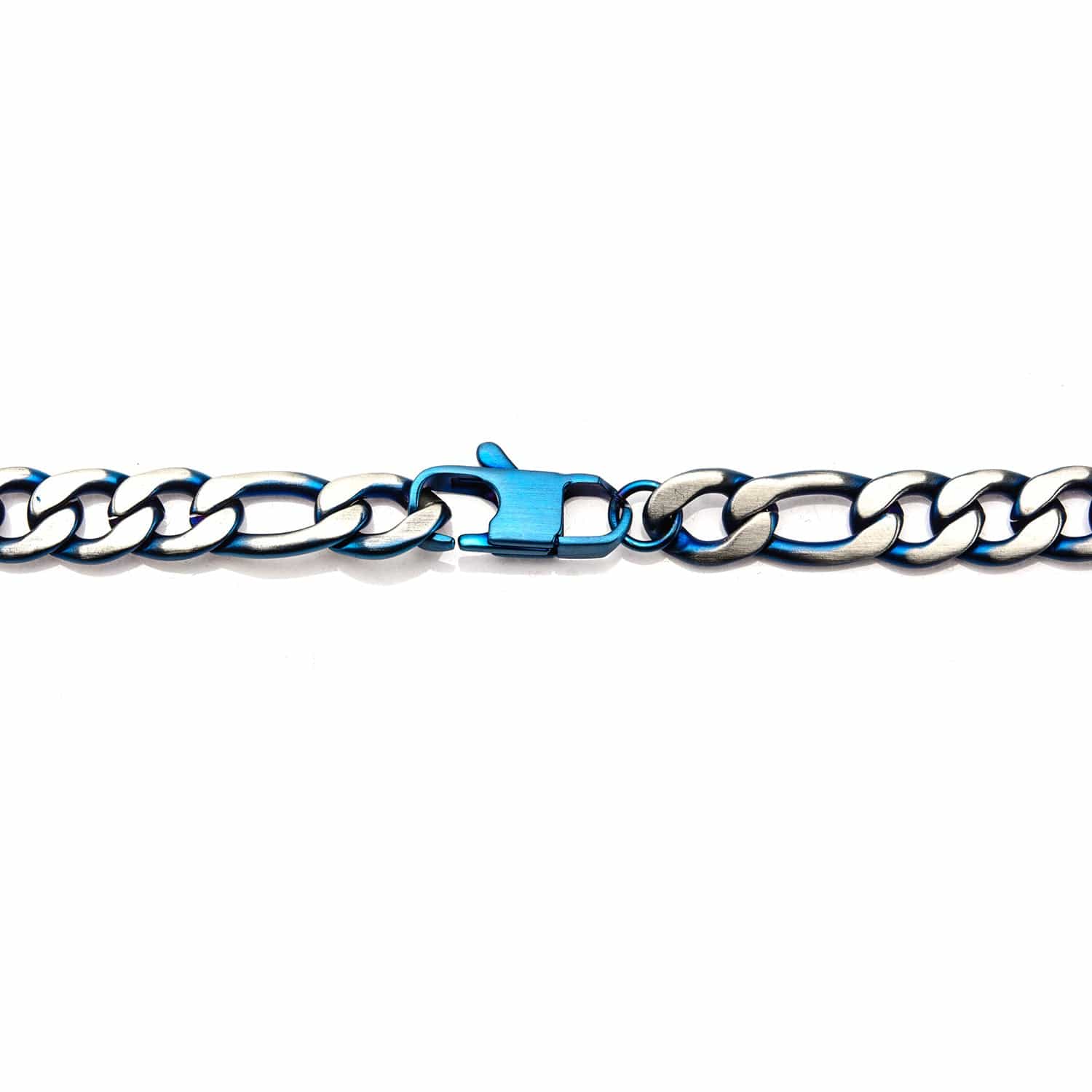 INOX JEWELRY Chains Blue and Silver Tone Stainless Steel Solemn Jewelry Collection 3mm Figaro Link Chain NSTC7628B-24