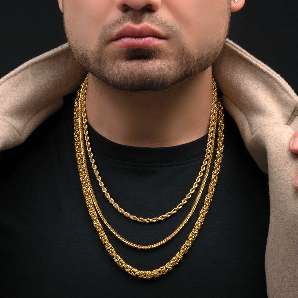 Buy Men's Golden Tone Stainless Steel 6mm Rope Chain- INOX Jewelry ...
