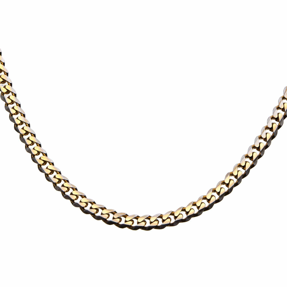 INOX JEWELRY Chains Golden Tone and Silver Tone Stainless Steel 8mm Diamond Cut Curb Chain NSTC27838G-30
