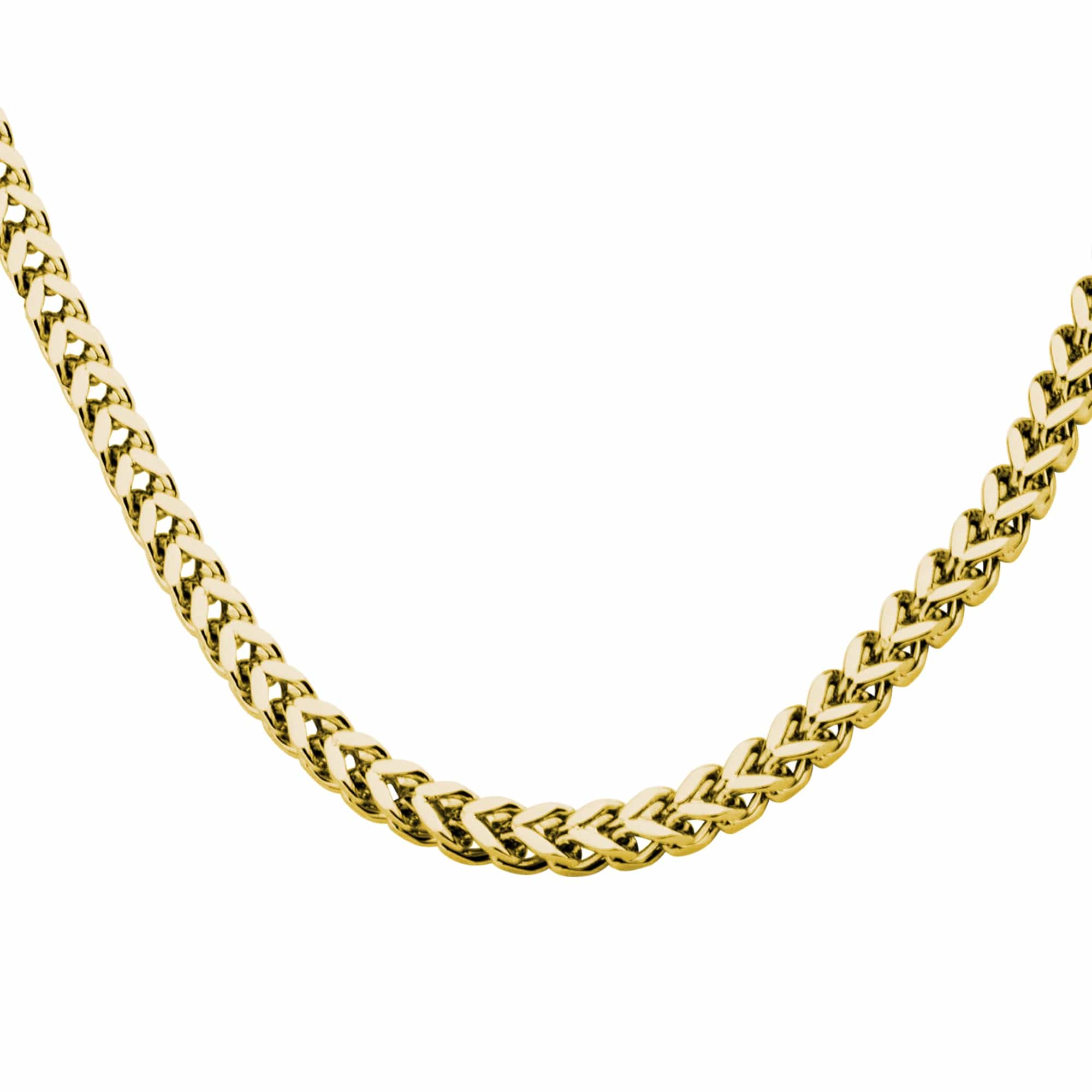 INOX JEWELRY Chains Golden Tone Stainless Steel 4mm Franco Link Chain