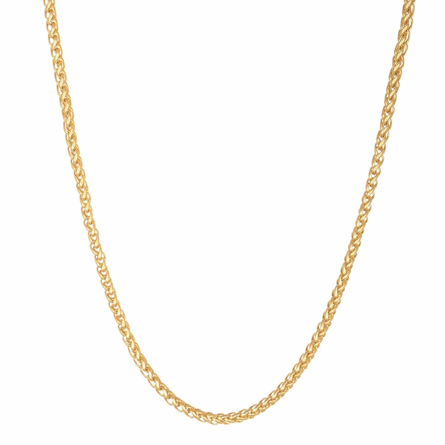 INOX JEWELRY Chains Golden Tone Stainless Steel Polished 3.5 mm Round Wheat Chain