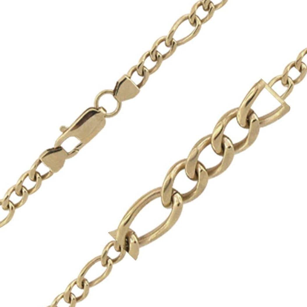 INOX JEWELRY Chains Golden Tone Stainless Steel Polished 6mm Classic Figaro Chain