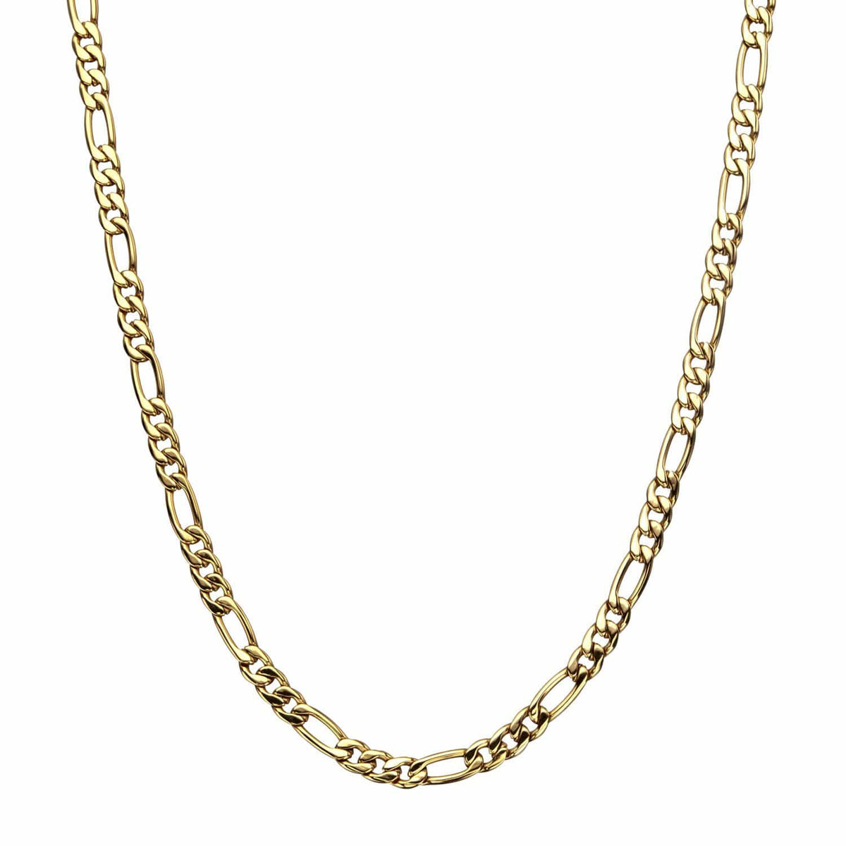 INOX JEWELRY Chains Golden Tone Stainless Steel Polished 6mm Classic Figaro Chain