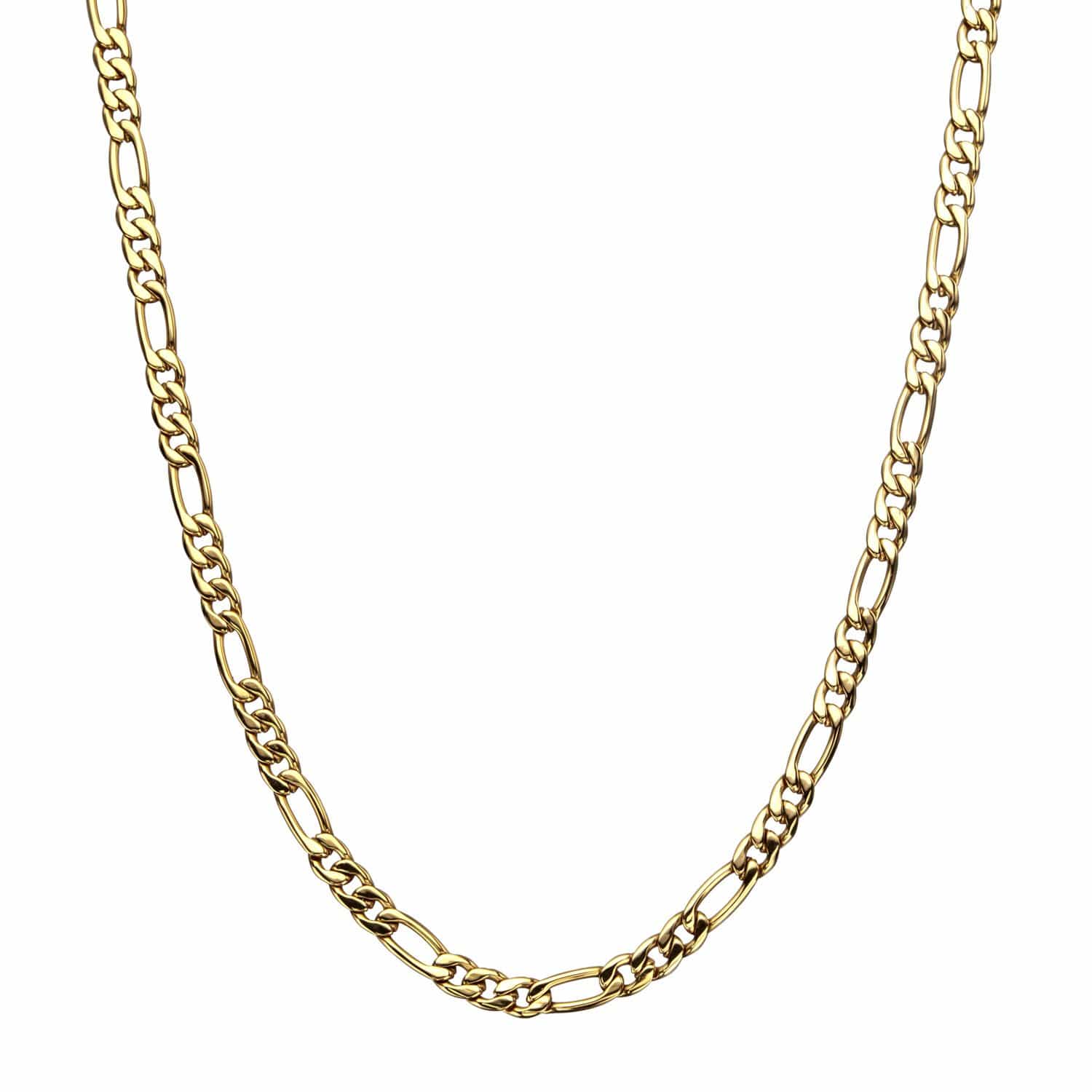 INOX JEWELRY Chains Golden Tone Stainless Steel Polished 6mm Classic Figaro Chain