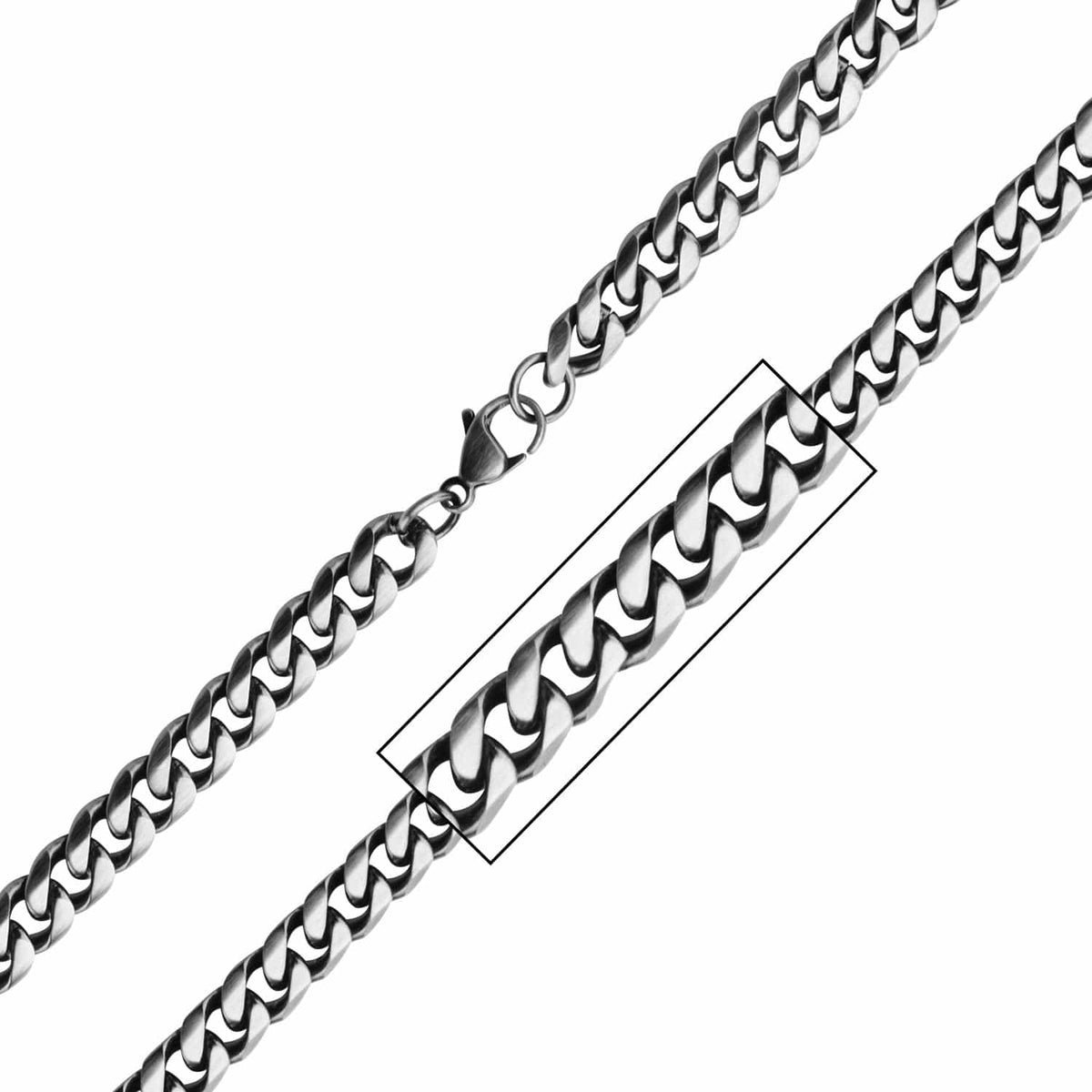 INOX JEWELRY Chains Gunmetal Silver Tone Stainless Steel Brushed Curb Chain NSTC3991-22