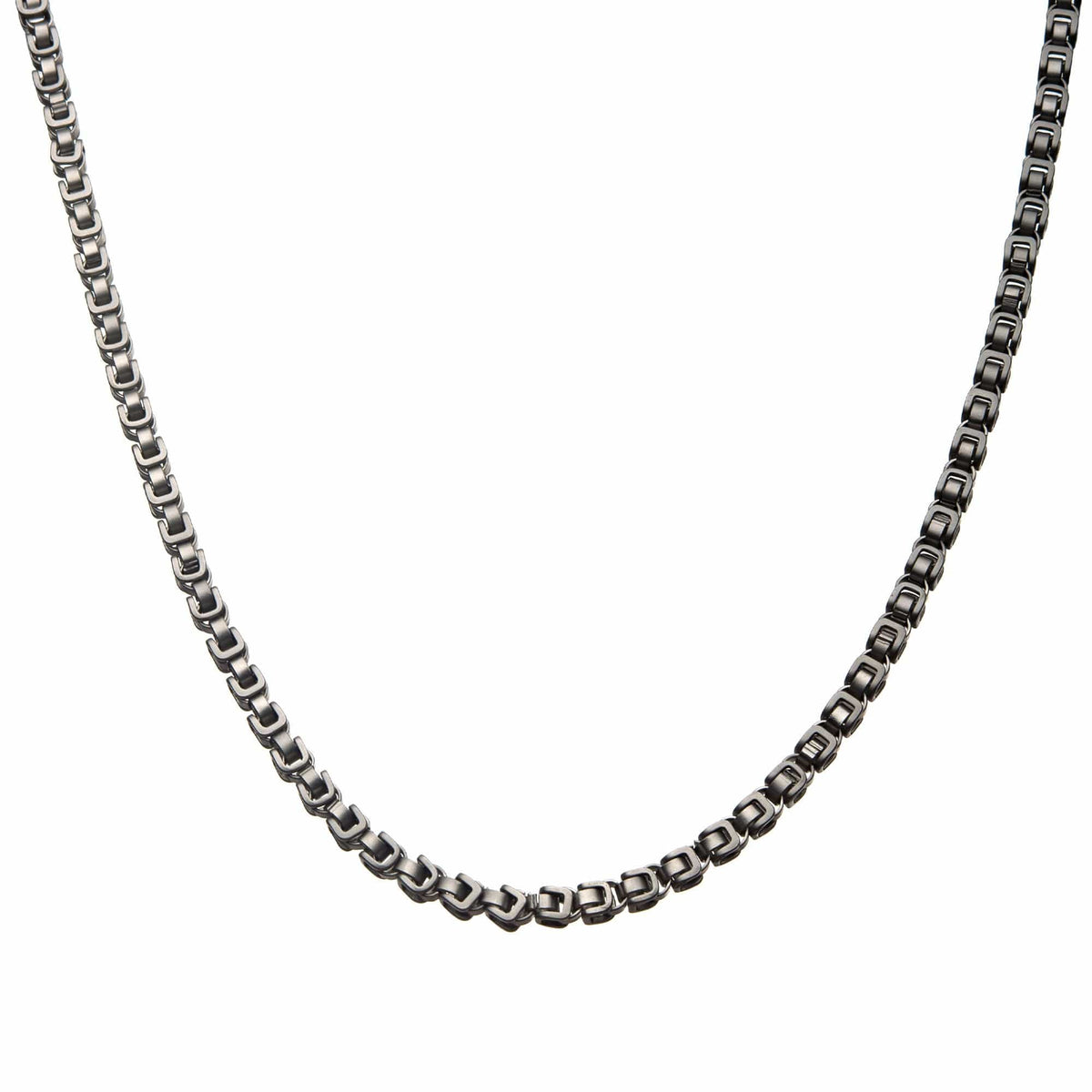 INOX JEWELRY Chains Silver Stainless Steel 5mm Matte Finish Byzantine Link Chain NSTC34260-24