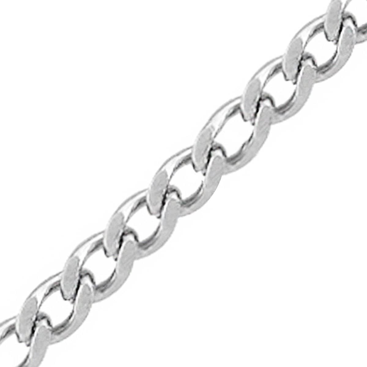 INOX JEWELRY Chains Silver Tone Stainless Steel 3.5 mm Flat Curb Polished Link Chain