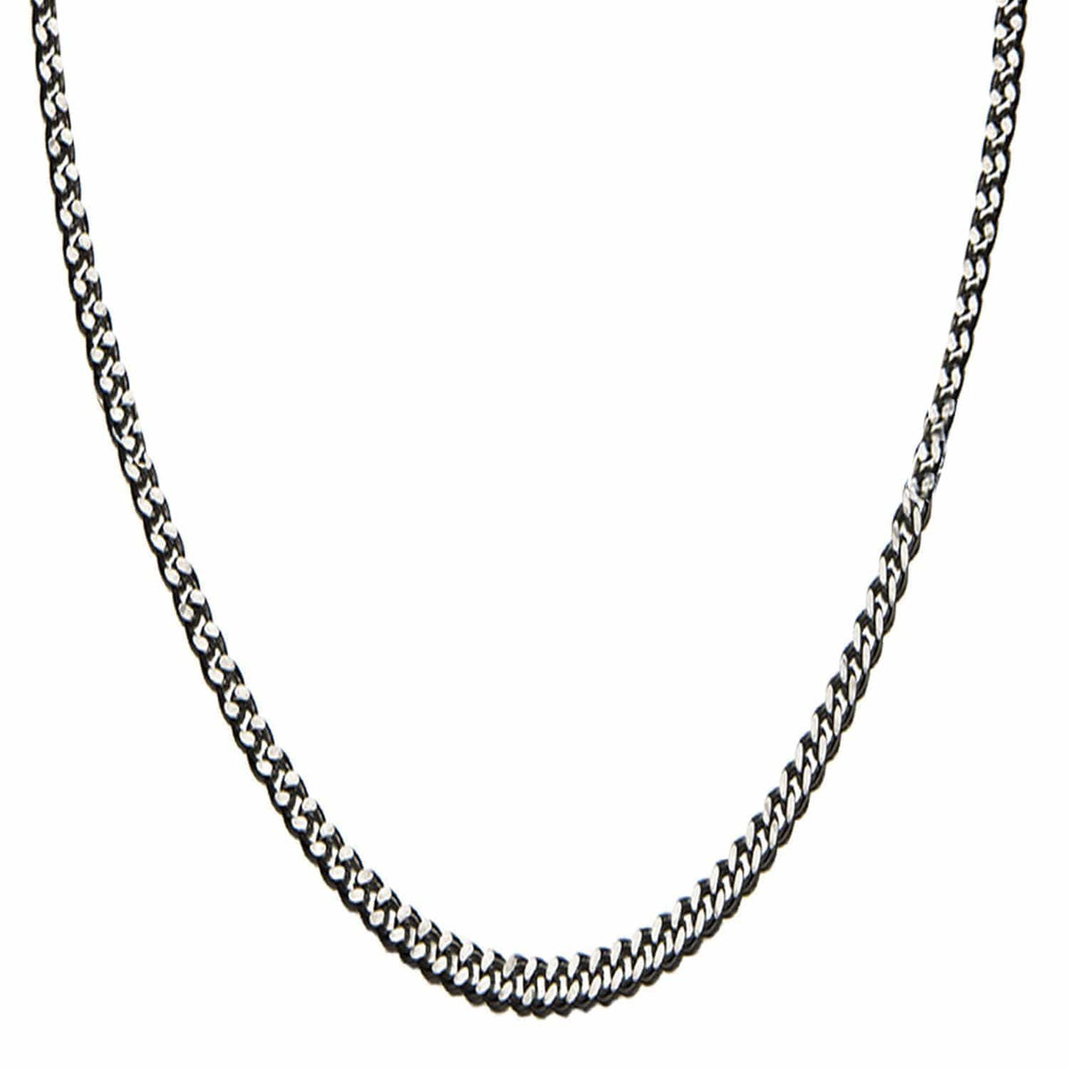 INOX JEWELRY Chains Silver Tone Stainless Steel 3.5 mm Two-Face Diamond Cut Design Chain