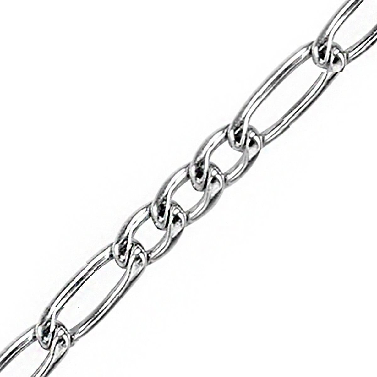 INOX JEWELRY Chains Silver Tone Stainless Steel 3mm Figaro Polished Chain