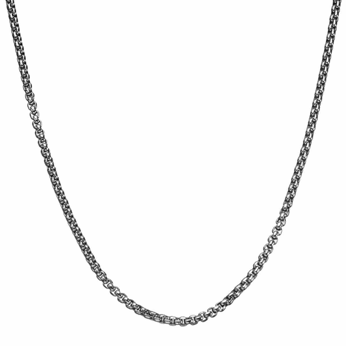 INOX JEWELRY Chains Silver Tone Stainless Steel 3mm Polished Rounded Box Chain