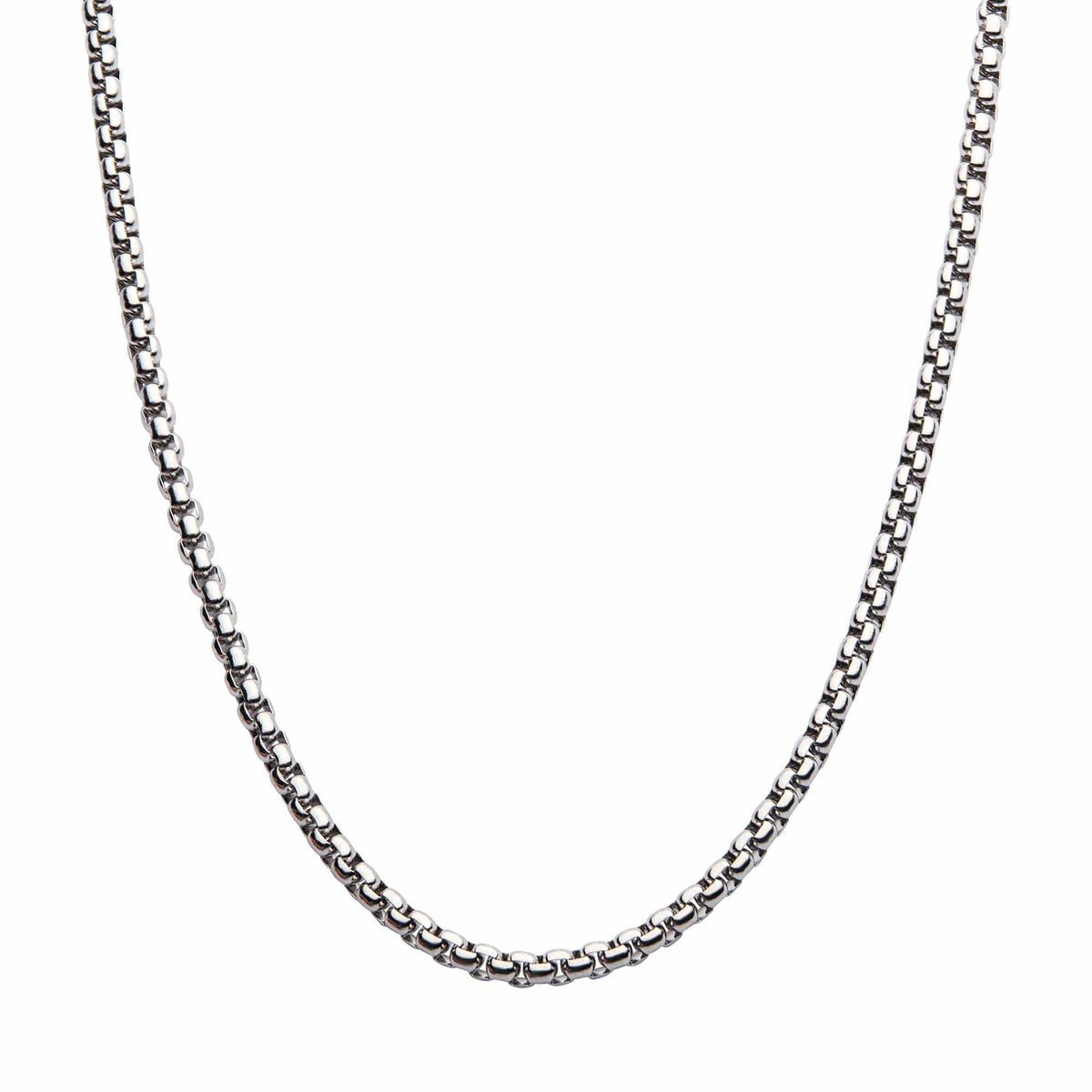 INOX JEWELRY Chains Silver Tone Stainless Steel 4mm Bold Box Chain