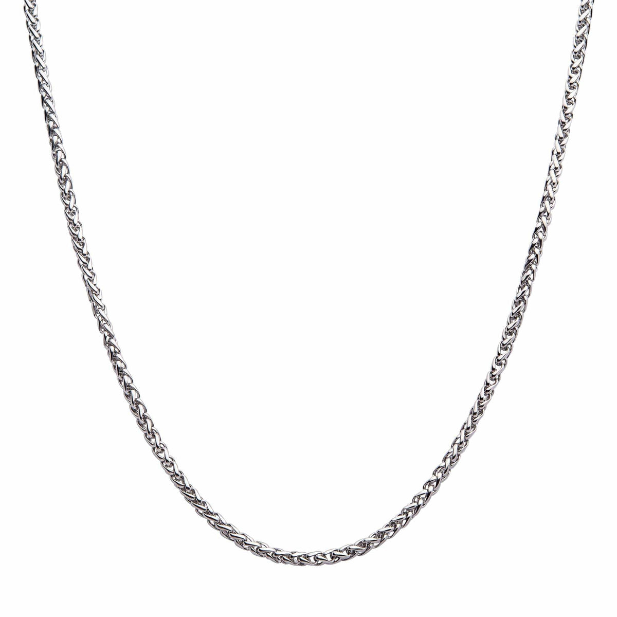 INOX JEWELRY Chains Silver Tone Stainless Steel 4mm Wheat Chain