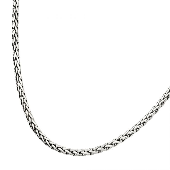 INOX JEWELRY Chains Silver Tone Stainless Steel 5mm High Polished Finish Spiga Chain Necklace