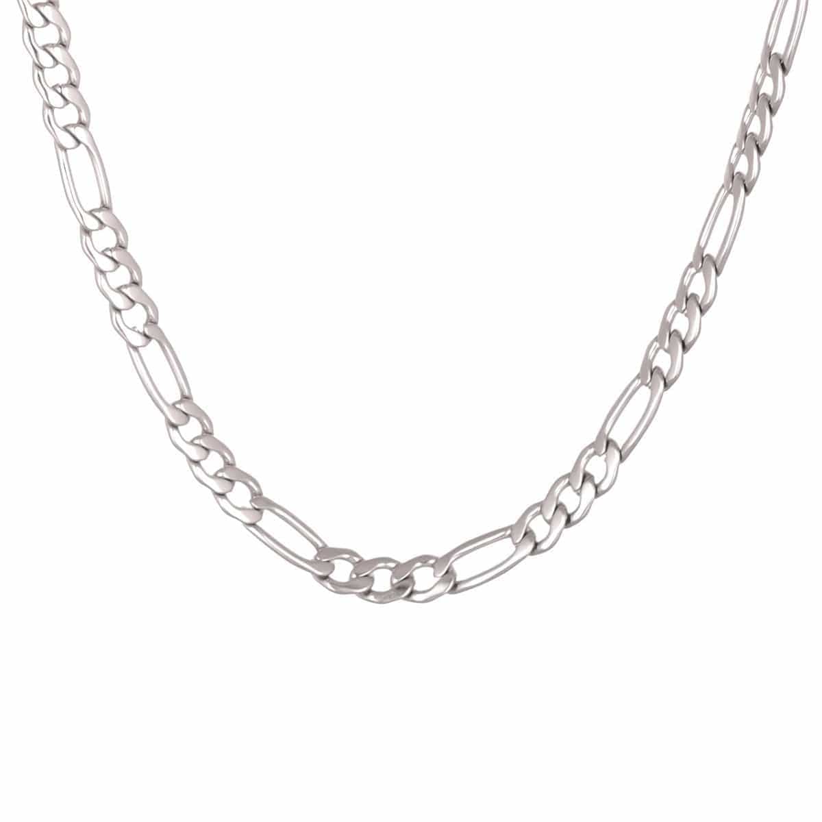 INOX JEWELRY Chains Silver Tone Stainless Steel 6mm Figaro Polished Chain