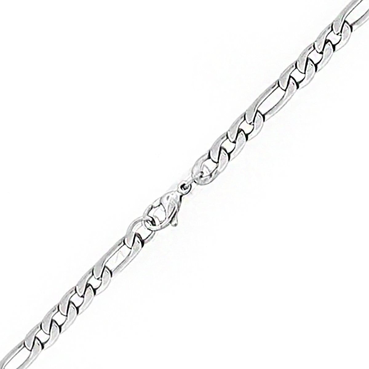 INOX JEWELRY Chains Silver Tone Stainless Steel 6mm Figaro Polished Chain