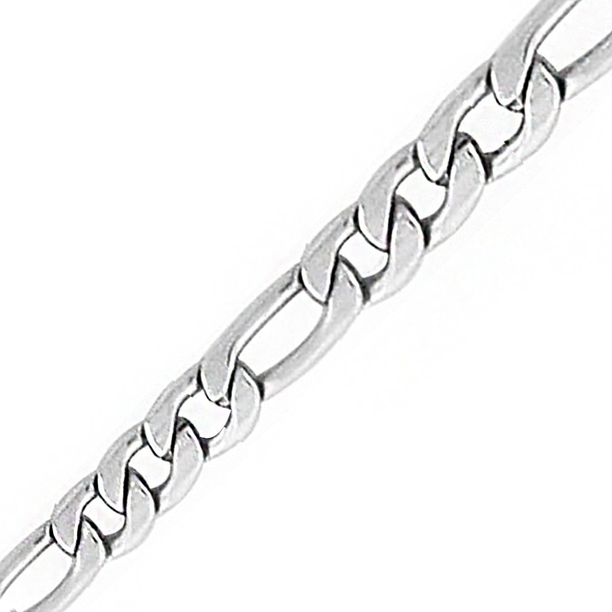 INOX JEWELRY Chains Silver Tone Stainless Steel 6mm Figaro Polished Chain