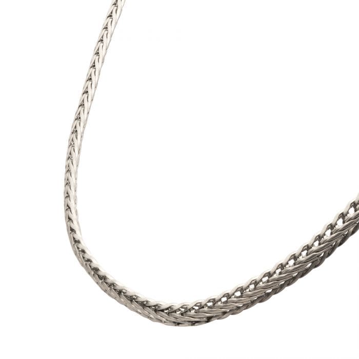 INOX JEWELRY Chains Silver Tone Stainless Steel Brushed Matte Finish Double Diamond Cut Spiga Chain