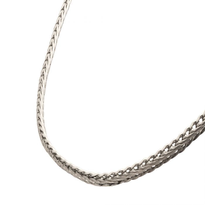 INOX JEWELRY Chains Silver Tone Stainless Steel Brushed Matte Finish Double Diamond Cut Spiga Chain