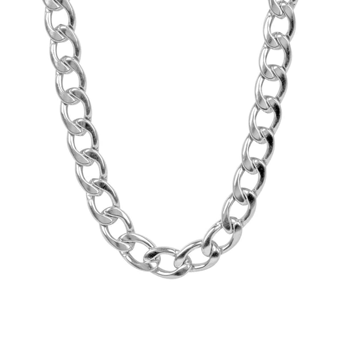 INOX JEWELRY Chains Silver Tone Stainless Steel Large 10mm Round Curb Chain