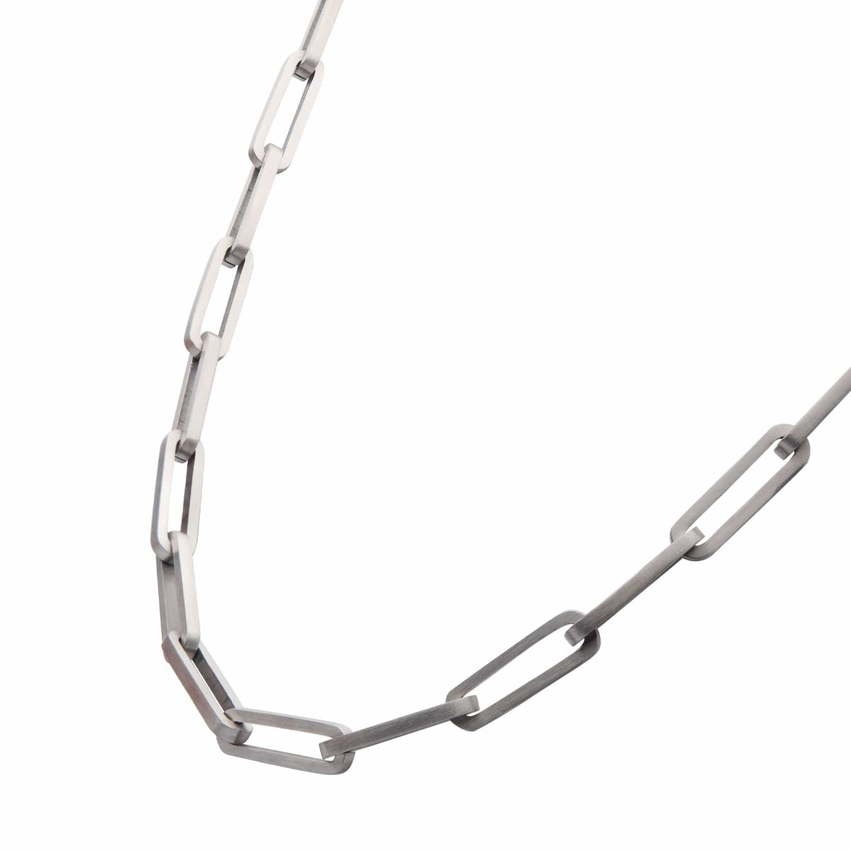 INOX JEWELRY Chains Silver Tone Stainless Steel Matte Finish 6mm Paperclip Link Chain