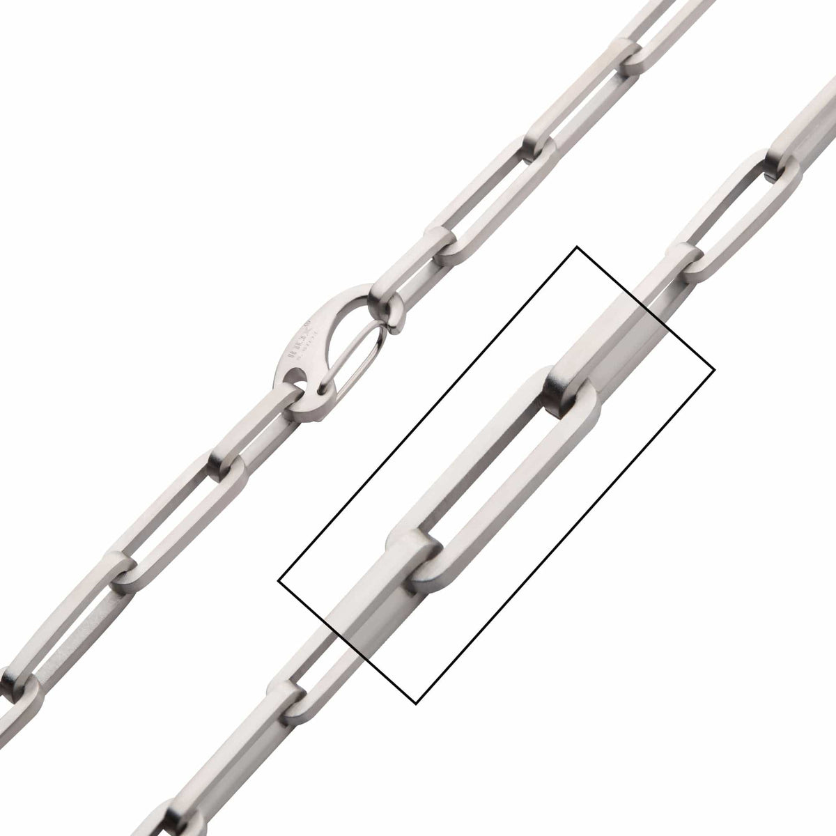 INOX JEWELRY Chains Silver Tone Stainless Steel Matte Finish 6mm Paperclip Link Chain