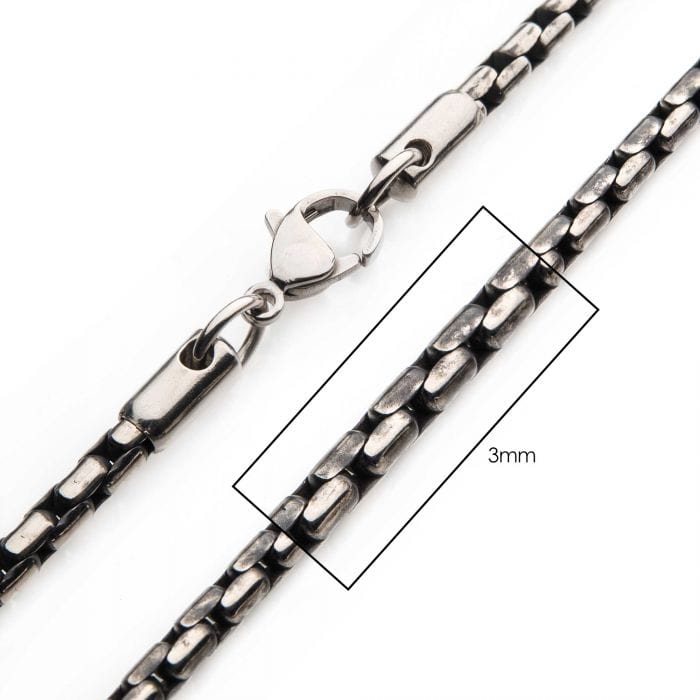 Buy Oxidized Finish Stainless steel 3mm Boston link chain-INOX Jewelry