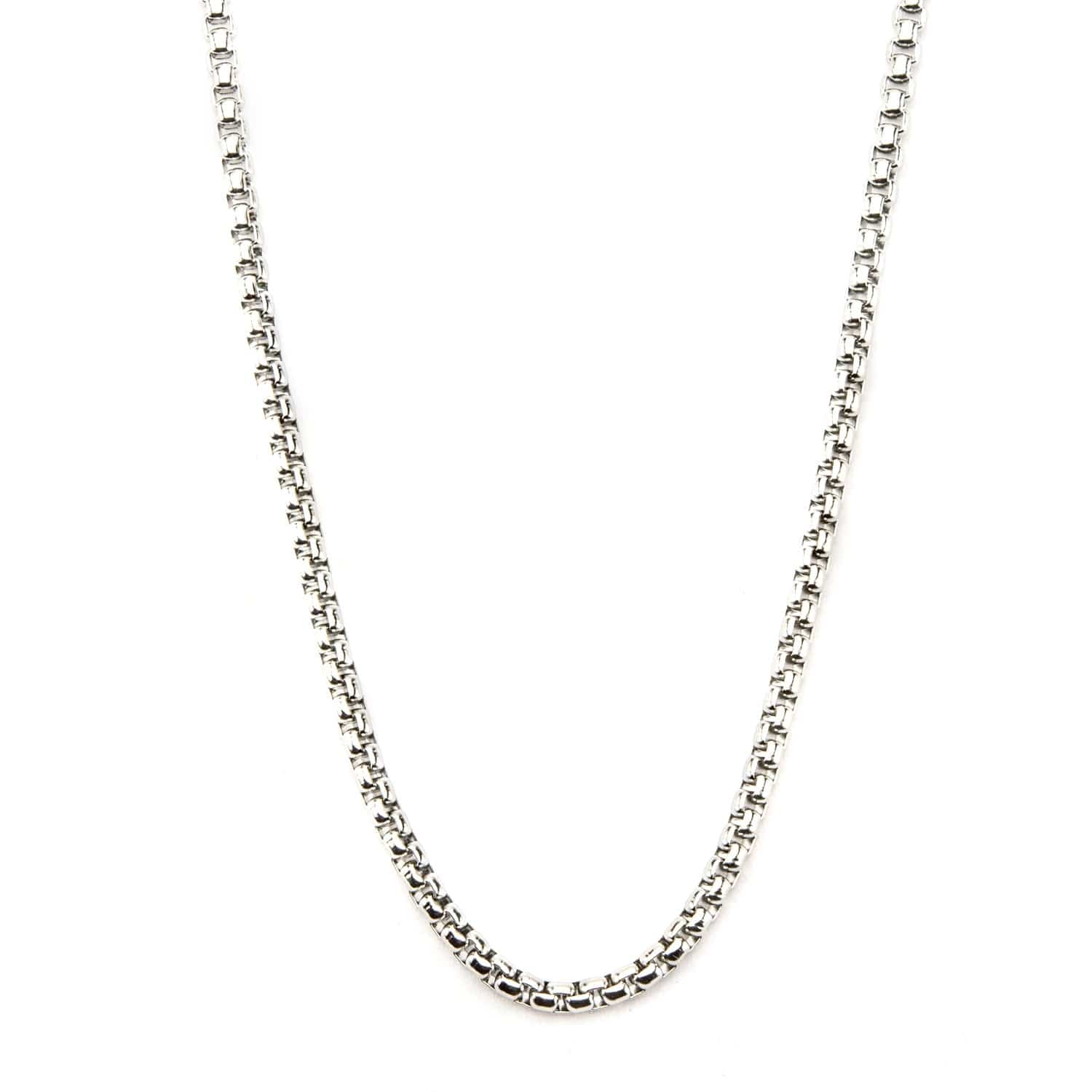 INOX JEWELRY Chains Silver Tone Stainless Steel Polish Finish 3mm Bold Box Chain
