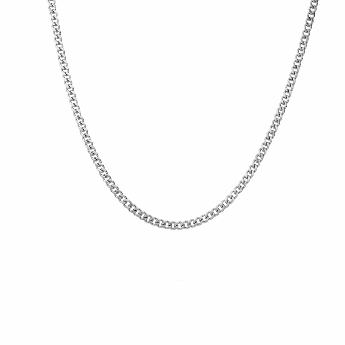 INOX JEWELRY Chains Silver Tone Stainless Steel Polished 2mm Flat Curb Chain