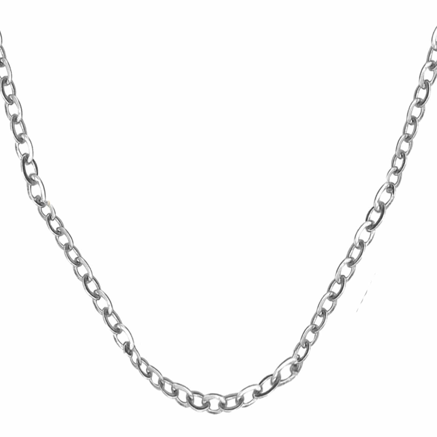 INOX JEWELRY Chains Silver Tone Stainless Steel Polished 2mm Round Cable Chain NSTC051-16