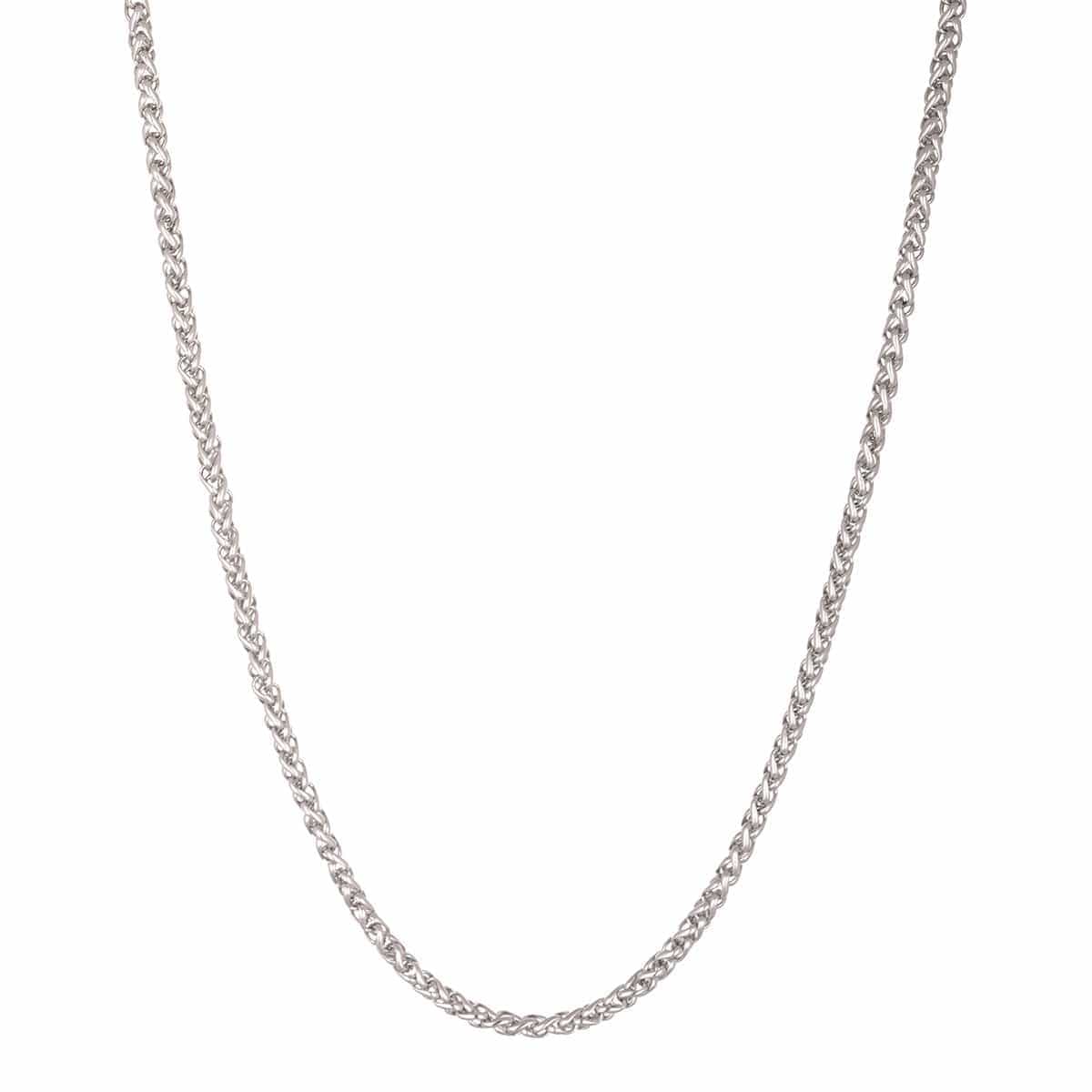 INOX JEWELRY Chains Silver Tone Stainless Steel Polished 3.5 mm Round Wheat Chain