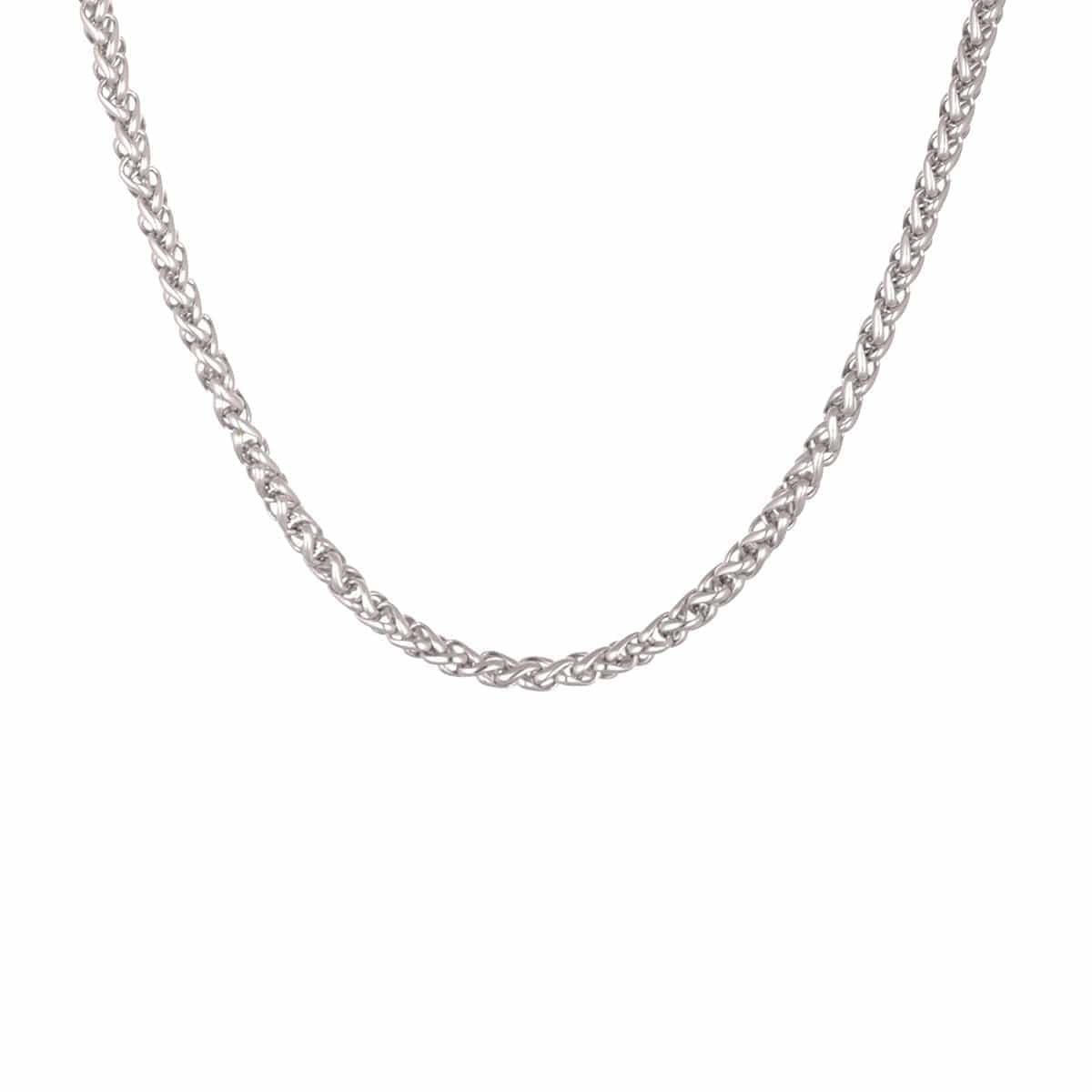 INOX JEWELRY Chains Silver Tone Stainless Steel Polished 3.5 mm Round Wheat Chain