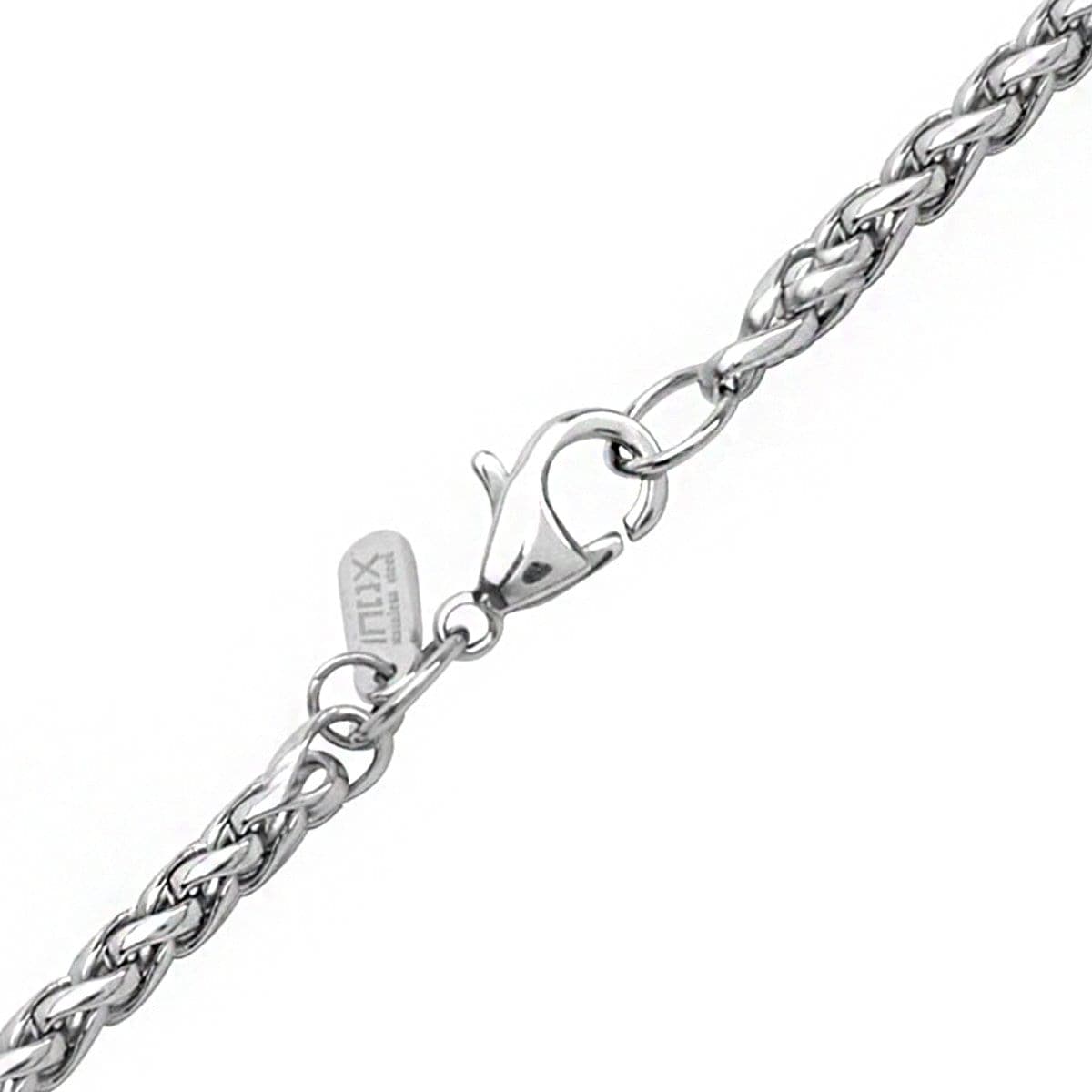 INOX JEWELRY Chains Silver Tone Stainless Steel Polished 3.5 mm Round Wheat Chain