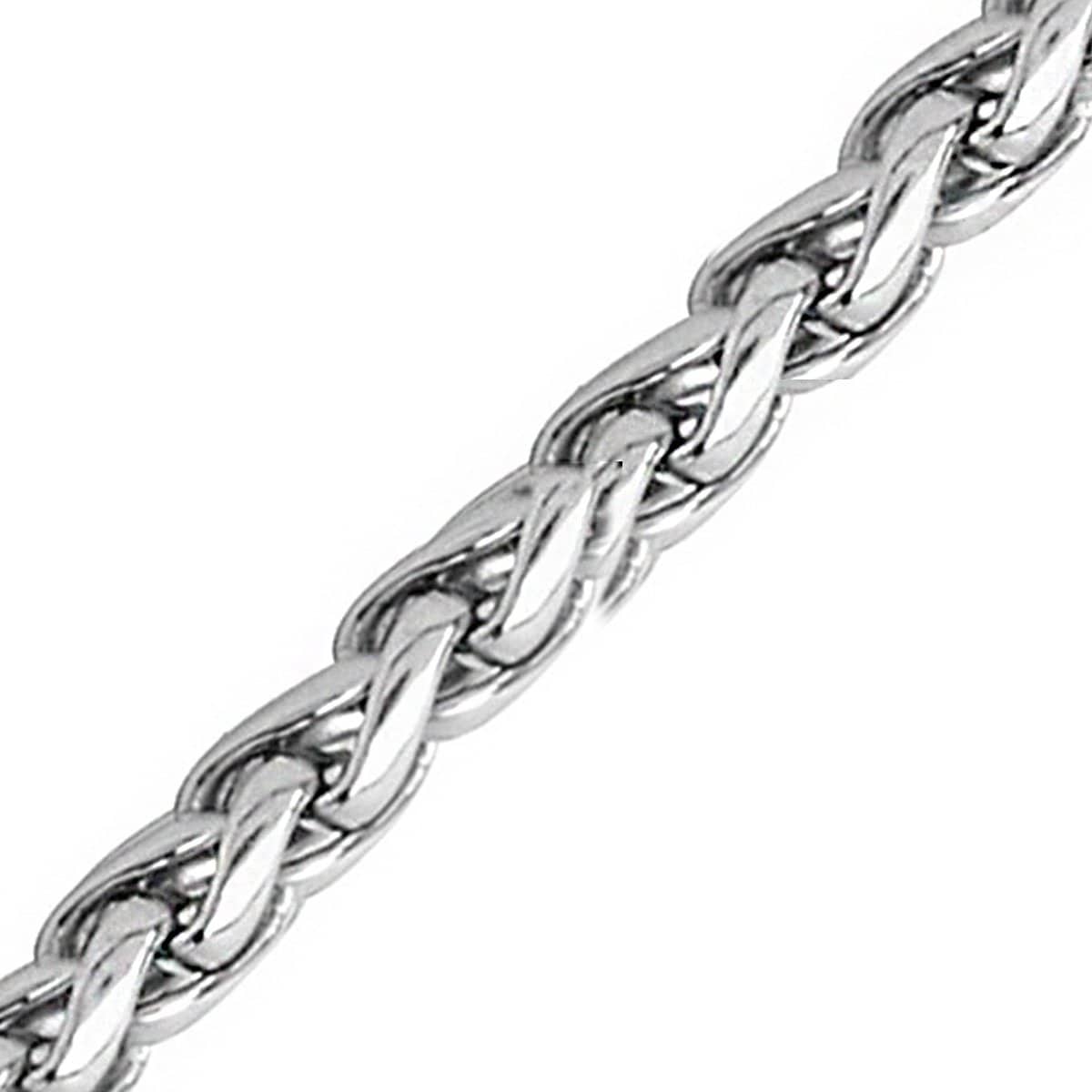 INOX JEWELRY Chains Silver Tone Stainless Steel Polished 3.5 mm Round Wheat Chain